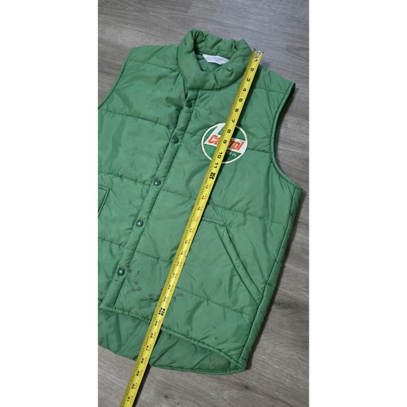 Vintage Castrol Puffer Vest XL Green Snap Upstream USA 70s/80s - Picture 12 of 12